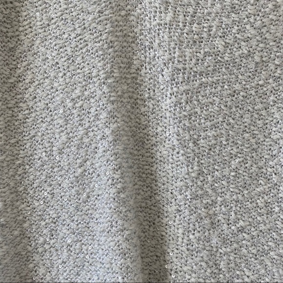 Orsay sparkly white fall sweater V-neck tight fit - Picture 4 of 13